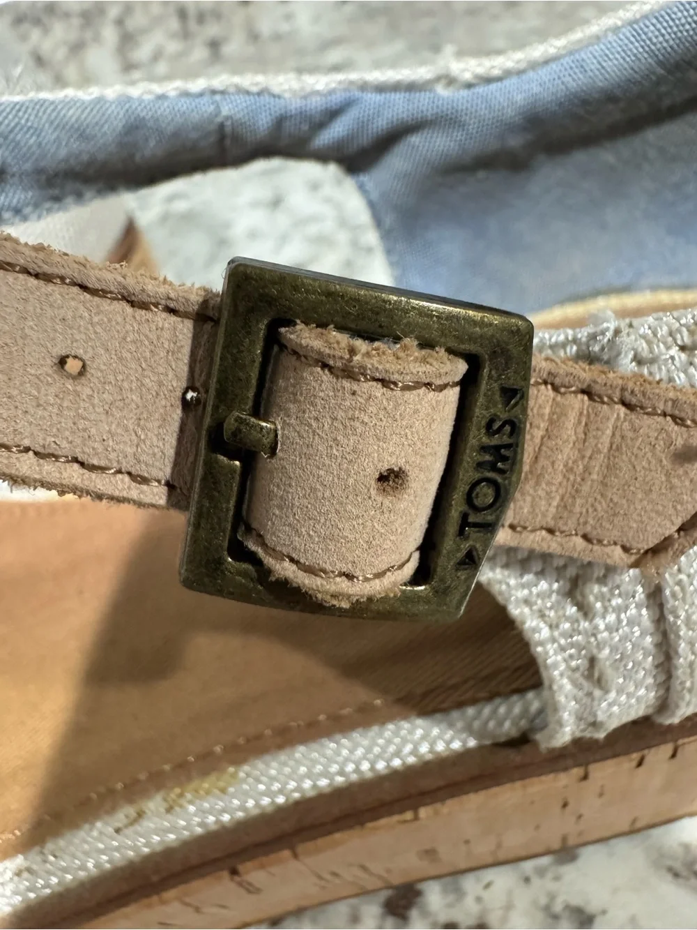 TOMS Women's Harper Wedge Sandals Natural Cork Size 8 White Platform